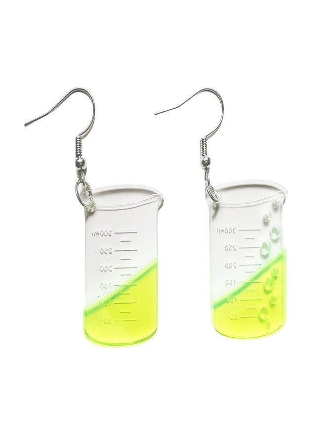POYAMUSE Funny Beaker Dangle Earrings - Acrylic Measuring Cup Potion Bottle Charms Drop Earrings for Halloween Mad Scientist Costume Jewelry-green - Image 1